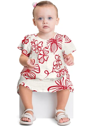 Quimby - Vestido em Viscose para Bebê Vermelho - QUIMBY