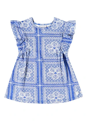 Quimby - Vestido Estampado para Bebê Menina Azul - QUIMBY