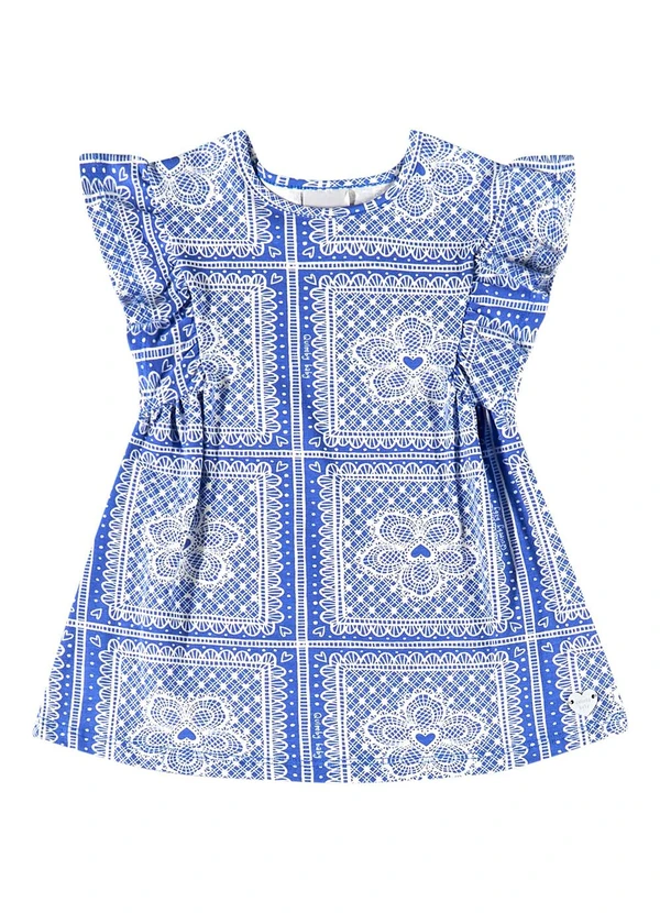 Quimby - Vestido Estampado para Bebê Menina Azul 2
