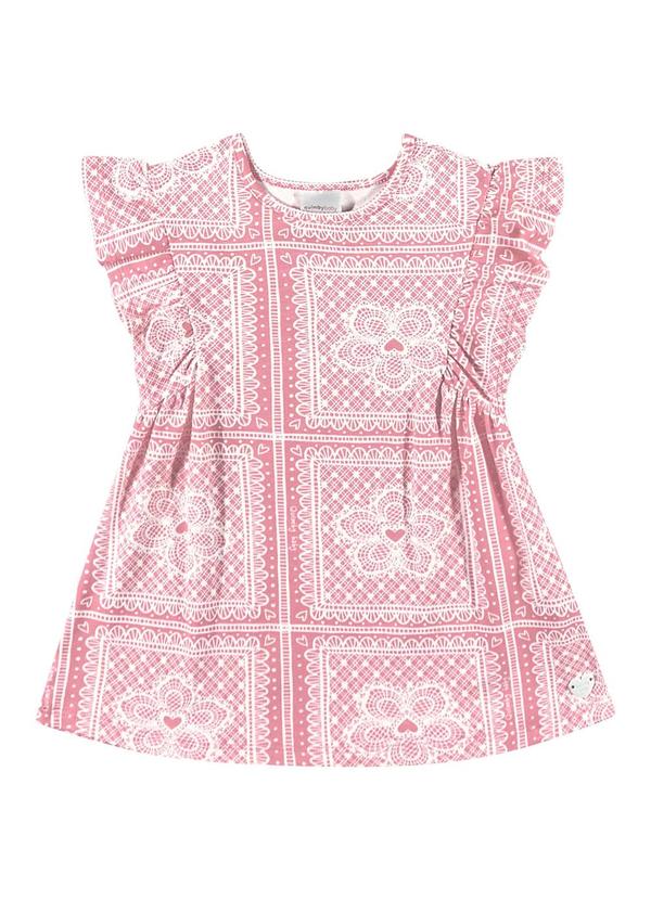 Quimby - Vestido Estampado para Bebê Menina Rosa