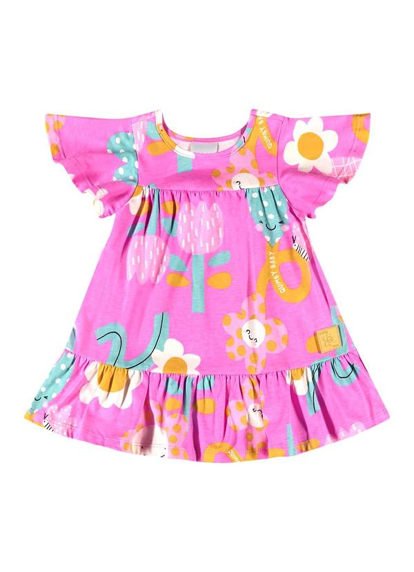 Quimby - Vestido Floral para Bebê Menina Rosa