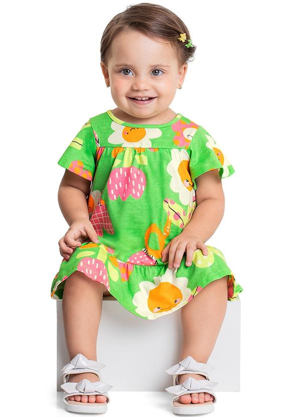 Quimby - Vestido Floral para Bebê Menina Verde