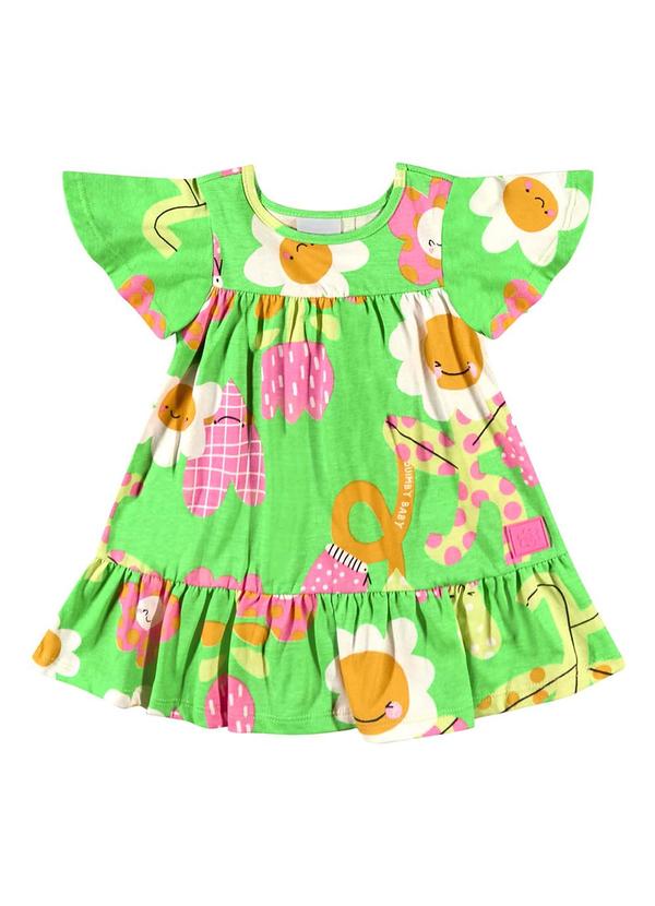 Quimby - Vestido Floral para Bebê Menina Verde 2