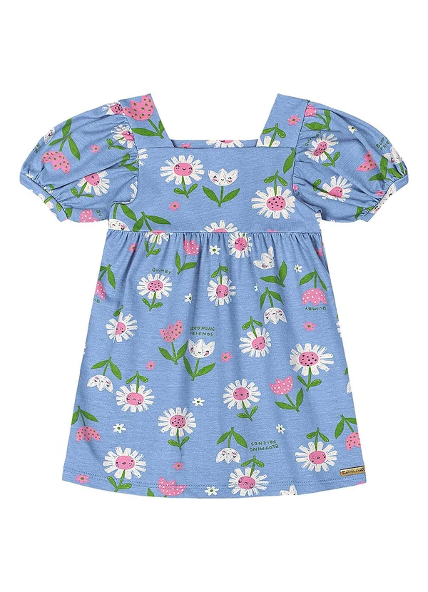 Quimby - Vestido Florezinhas Bebê Menina Azul