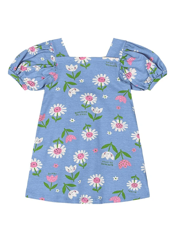 Quimby - Vestido Florezinhas Bebê Menina Azul 2