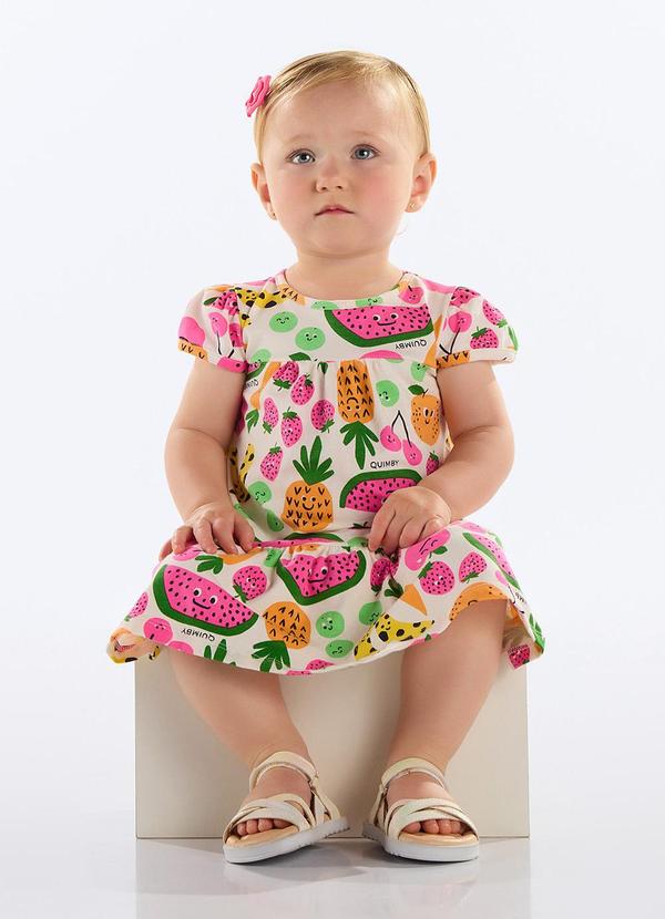 Quimby - Vestido Frutinhas Bebê Menina Branco