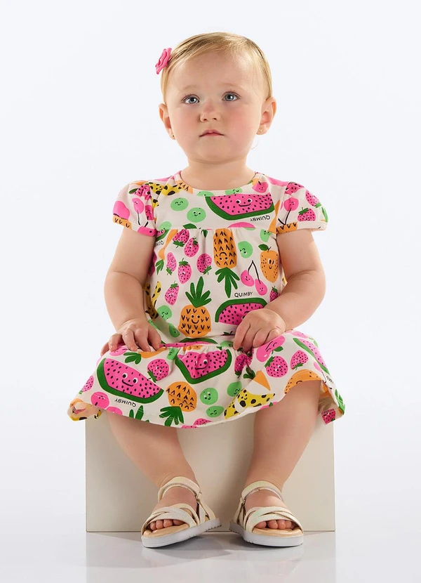 Quimby - Vestido Frutinhas Bebê Menina Branco
