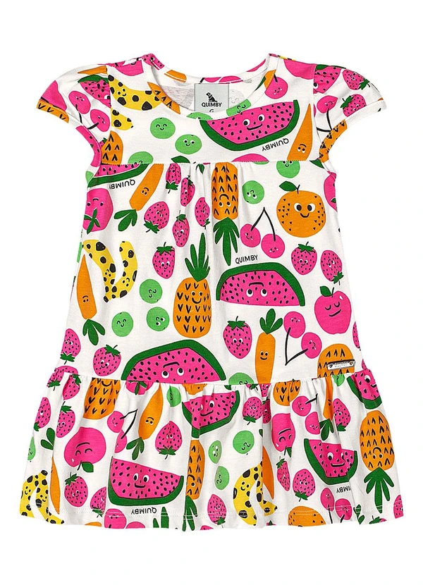 Quimby - Vestido Frutinhas Bebê Menina Branco 2
