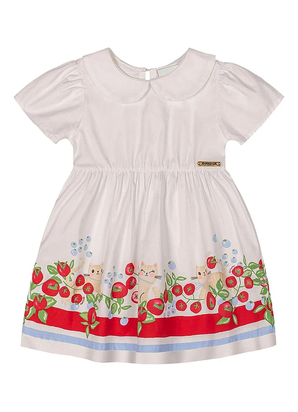 Quimby - Vestido Gatinhos Bebê Menina Bege 3