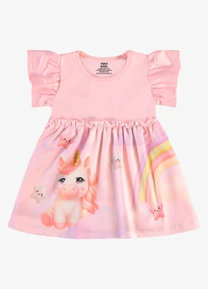 Rovi Kids - Vestido Infantil com Estampa Malha Rosa - ROVI KIDS