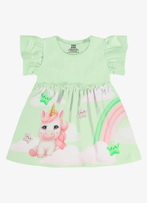 Rovi Kids - Vestido Infantil com Estampa Malha Verde - ROVI KIDS
