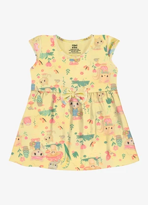 Rovi Kids - Vestido Infantil Estampado Malha Amarelo - ROVI KIDS