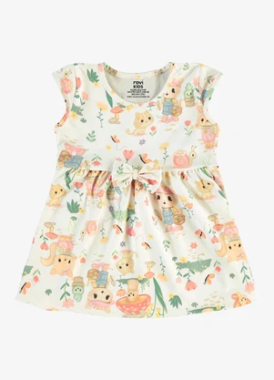 Rovi Kids - Vestido Infantil Estampado Malha Bege - ROVI KIDS