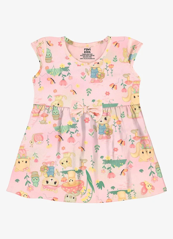 Rovi Kids - Vestido Infantil Estampado Malha Rosa