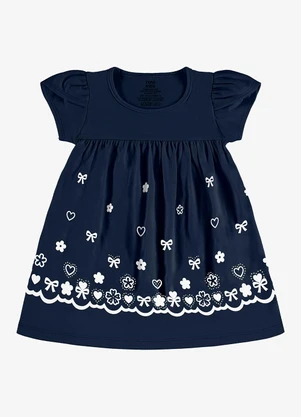 Rovi Kids - Vestido Infantil Estampado Meia Malha Azul - ROVI KIDS