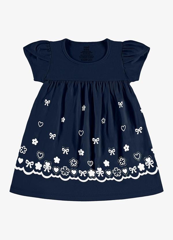 Rovi Kids - Vestido Infantil Estampado Meia Malha Azul