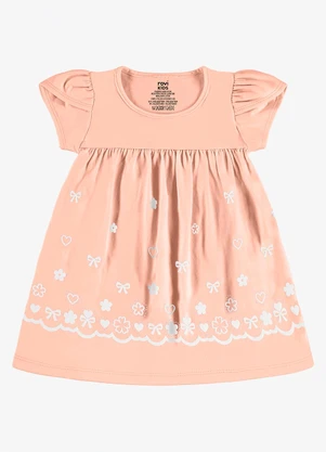 Rovi Kids - Vestido Infantil Estampado Meia Malha Rosa - ROVI KIDS