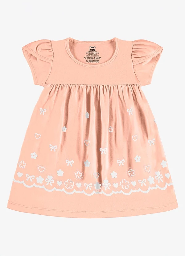 Rovi Kids - Vestido Infantil Estampado Meia Malha Rosa