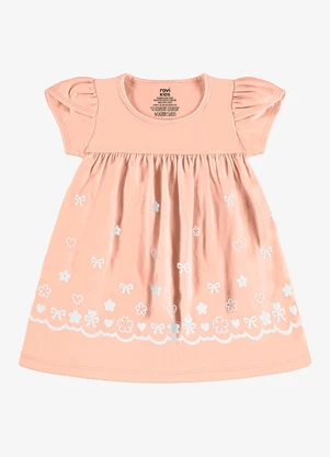 Rovi Kids - Vestido Infantil Estampado Meia Malha Rosa - ROVI KIDS