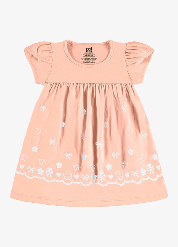 Rovi Kids - Vestido Infantil Estampado Meia Malha Rosa