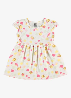 Rovi Kids - Vestido Infantil Meia Malha Estampado Bege - ROVI KIDS