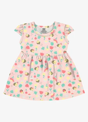 Rovi Kids - Vestido Infantil Meia Malha Estampado Rosa - ROVI KIDS