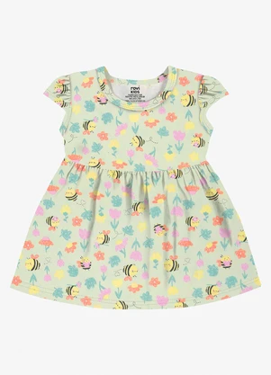 Rovi Kids - Vestido Infantil Meia Malha Estampado Verde - ROVI KIDS