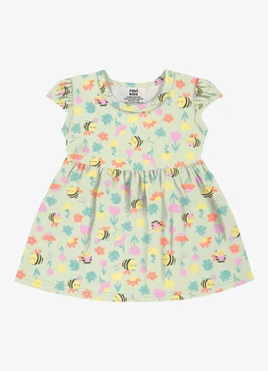 Rovi Kids - Vestido Infantil Meia Malha Estampado Verde - ROVI KIDS