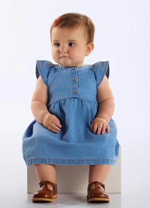 Up Baby - Vestido Jeans com Elastano Bebê Azul - UP BABY