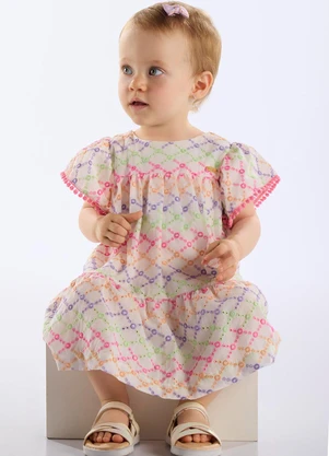 Up Baby - Vestido Laise Forrado Bebê Bege - UP BABY