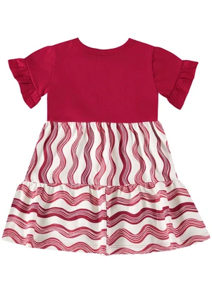 Bee Loop - Vestido Listrado para Bebê Vermelho - BEE LOOP