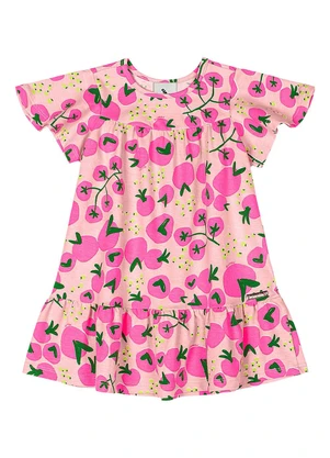 Quimby - Vestido Tomates Bebê Menina Rosa - QUIMBY