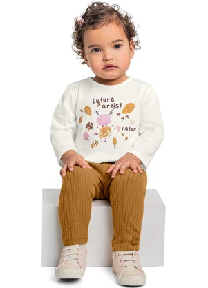Quimby - Blusa Manga Longa para Bebê Bege - QUIMBY