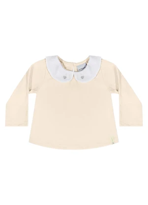 Quimby - Blusa Manga Longa para Bebê Menina Bege - QUIMBY