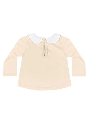 Quimby - Blusa Manga Longa para Bebê Menina Bege - QUIMBY