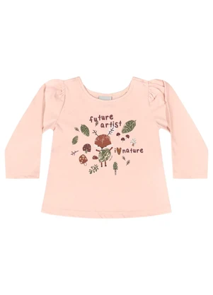 Quimby - Blusa Manga Longa para Bebê Rosa - QUIMBY