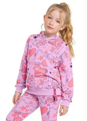 Gloss - Blusão Menina Oversized em Molecotton Rosa - GLOSS