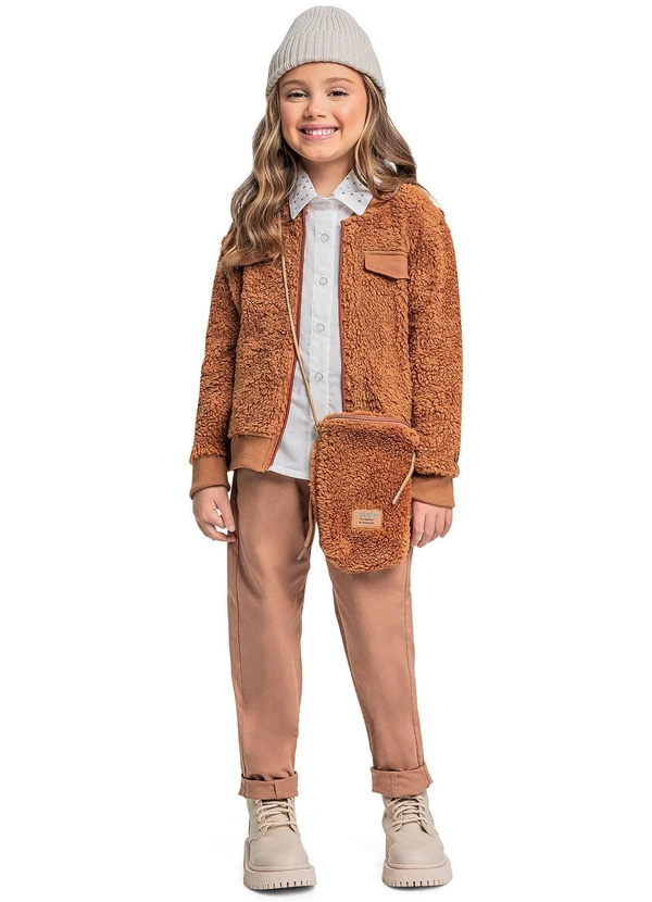 Quimby - Bolsa com Pelinhos para Menina Marrom 2