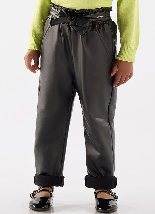 Up Baby - Calça Clochard em Cirrê Peluciado Preto