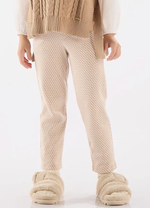 Up Baby - Calça em Malha Jacquard Xadrez Marrom