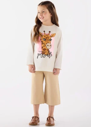 Up Baby - Calça em Sarja para Menina Bege - UP BABY