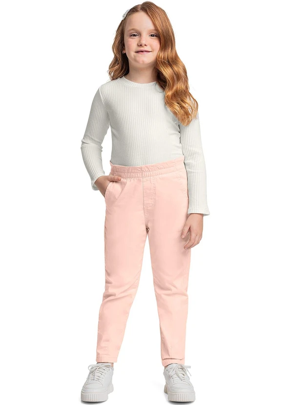Quimby - Calça em Sarja para Menina Rosa 3