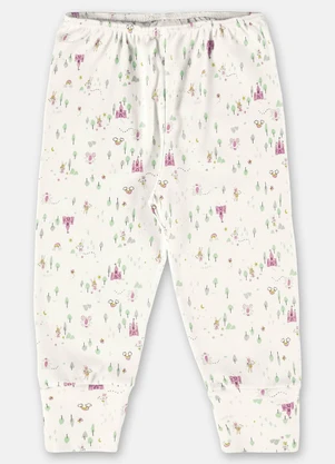 Up Baby - Calça Estampada Bebê Menina Bege - UP BABY