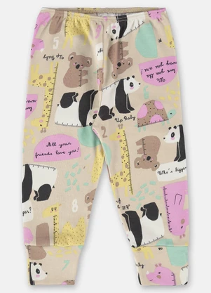 Up Baby - Calça Estampada Bebê Menina Bege - UP BABY