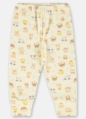 Up Baby - Calça Estampada para Bebê Menina Branco - UP BABY