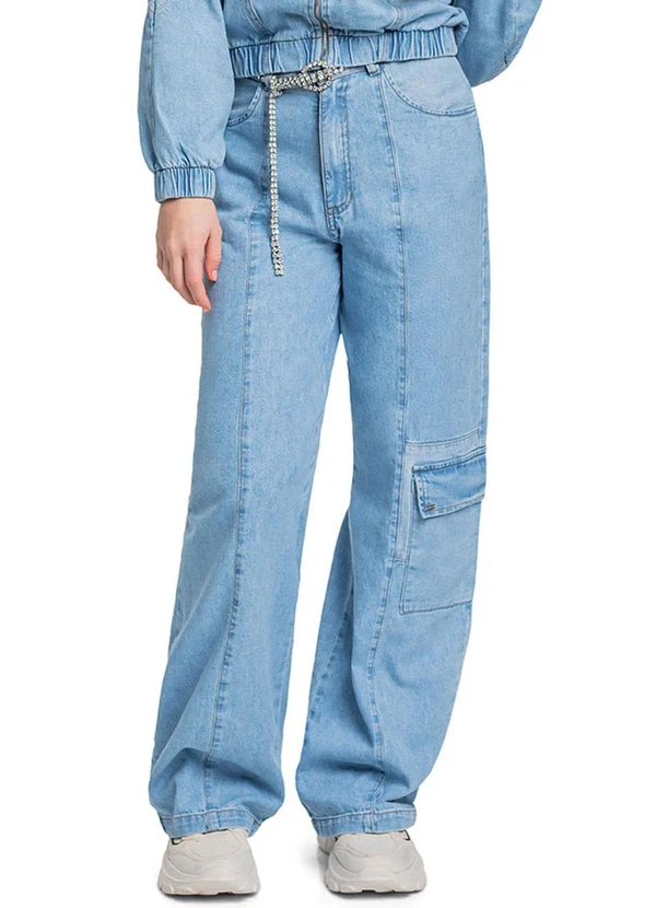 Gloss - Calça Jeans Wide Leg Juvenil Azul