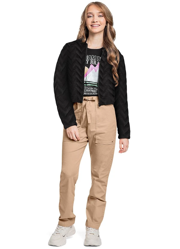 Gloss - Calça Juvenil para Menina em Sarja Marrom 3