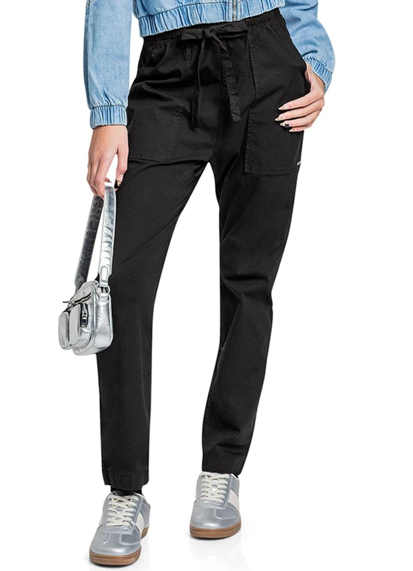 Gloss - Calça Juvenil para Menina em Sarja Preto