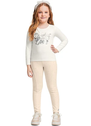 Quimby - Calça Legging com Glitter Bege - QUIMBY