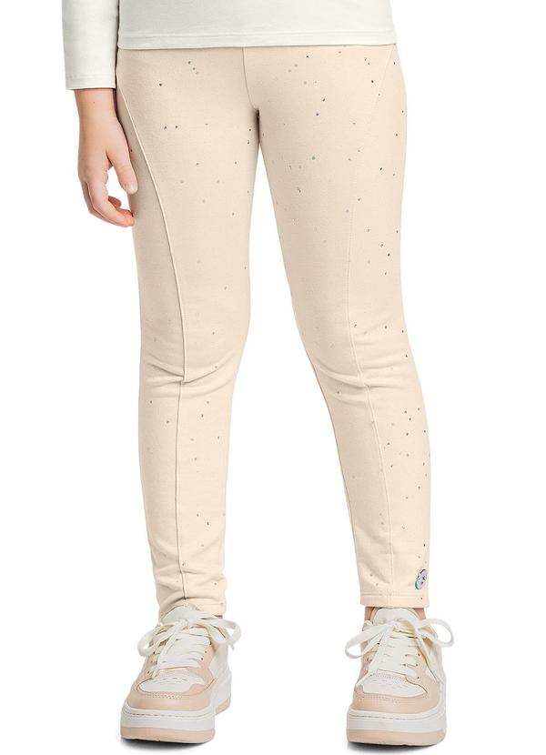 Quimby - Calça Legging com Glitter Bege